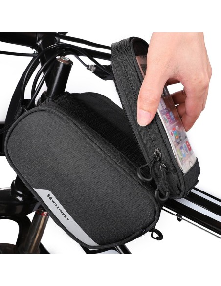 
Dviračio rėmo krepšys + nuimamas telefono dėklas iki 6,5 colio, 1,5 l, juodas
