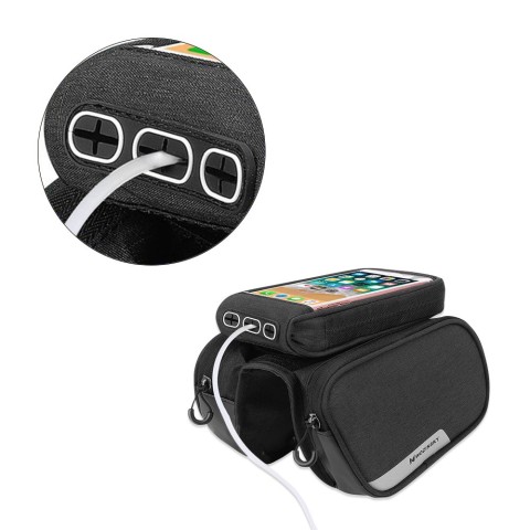 
Dviračio rėmo krepšys + nuimamas telefono dėklas iki 6,5 colio, 1,5 l, juodas
