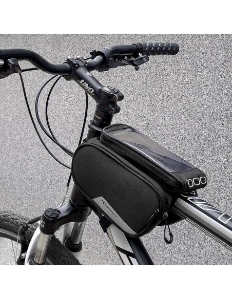 
Dviračio rėmo krepšys + nuimamas telefono dėklas iki 6,5 colio, 1,5 l, juodas
