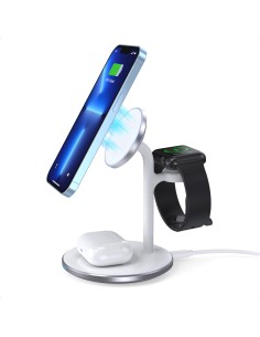 
Belaidis indukcinis įkroviklis su stovu, skirtas „iPhone“, „Apple Watch“, „AirPods“, baltas
