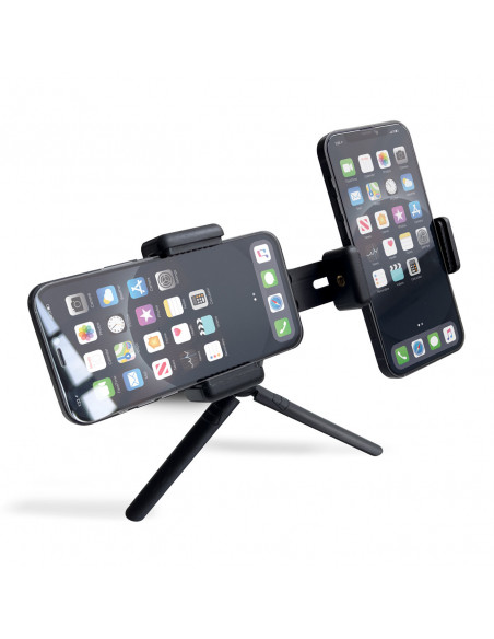 
Laikiklis dviem išmaniesiems telefonams su trikoju, dvigubai reguliuojamas, juodas
