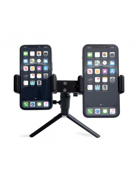 
Laikiklis dviem išmaniesiems telefonams su trikoju, dvigubai reguliuojamas, juodas
