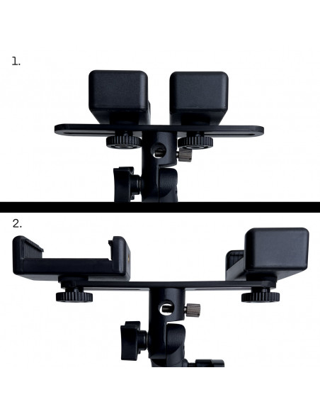 
Laikiklis dviem išmaniesiems telefonams su trikoju, dvigubai reguliuojamas, juodas
