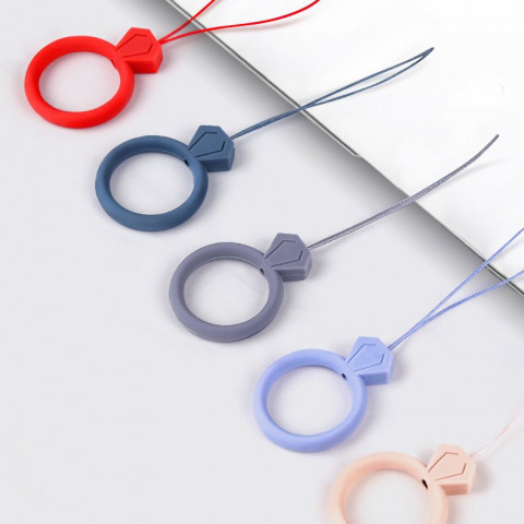 
Silikoninis telefono virvelės pakabukas su deimantiniu piršto žiedu, oranžinis
