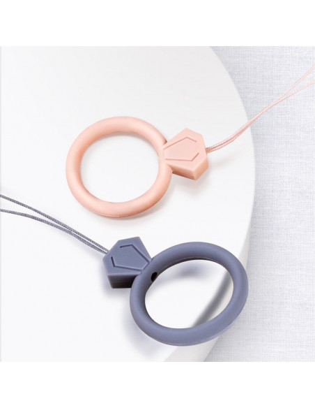 
Silikoninis telefono virvelės pakabukas su deimantiniu piršto žiedu, oranžinis
