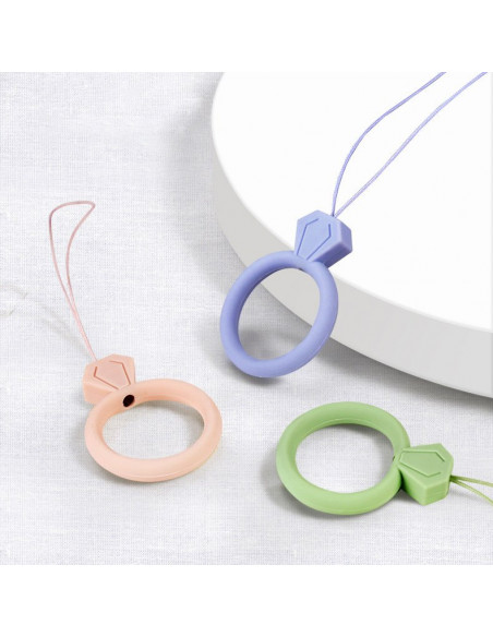 
Silikoninis telefono virvelės pakabukas su deimantiniu piršto žiedu, oranžinis
