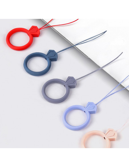 
Silikoninis telefono virvelės pakabukas su deimantiniu piršto žiedu, geltonas
