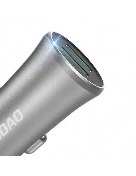 
R6S išmanusis automobilinis įkroviklis 2x USB 3.4A sidabrinis
