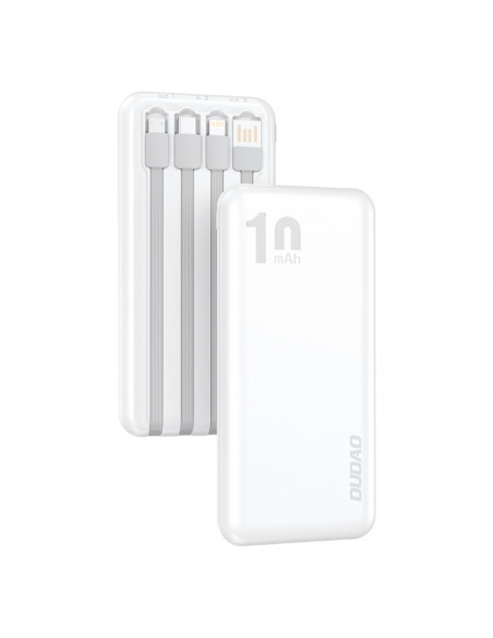 
K6Pro 10000mAh universalus išorinis akumuliatorius su USB-C MicroUSB Lightning laidu, baltas
