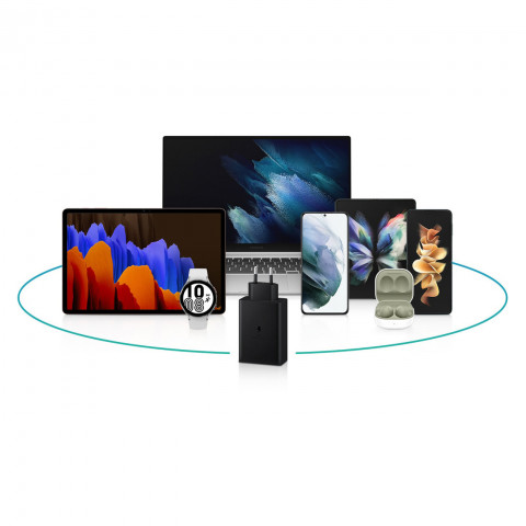 
Sieninis įkroviklis 2x USB-C ir 1x USB PPS PD 65W QC 3.0 AFC FCP juodas
