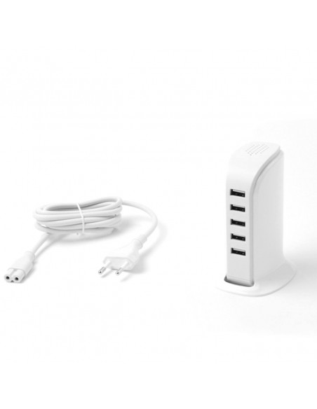 
A5EU 5 įrenginių įkroviklis, 5x USB su integruotu tinklo laidu, baltas
