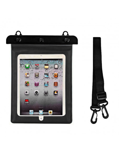 
Vandeniui atsparus PVC planšetinio kompiuterio dėklas su reguliuojamu dirželiu lauko sąlygoms - juodas
