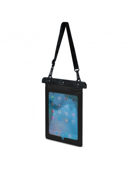 
Vandeniui atsparus PVC planšetinio kompiuterio dėklas su reguliuojamu dirželiu lauko sąlygoms - juodas
