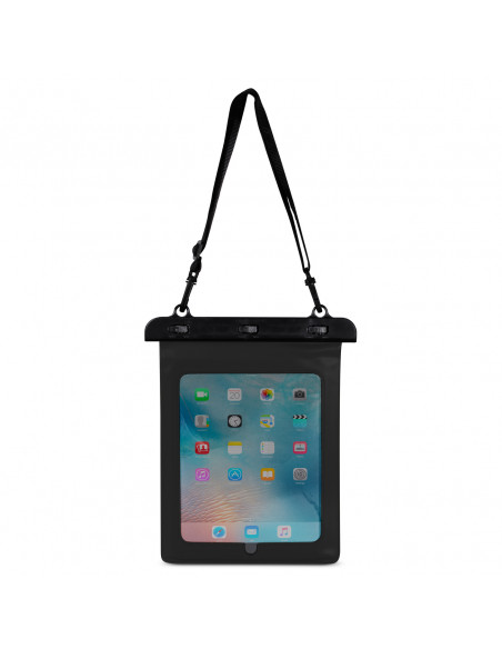 
Vandeniui atsparus PVC planšetinio kompiuterio dėklas su reguliuojamu dirželiu lauko sąlygoms - juodas
