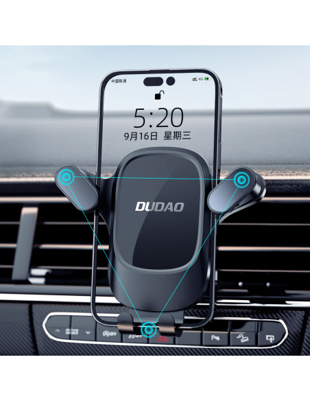 
Automobilinis telefono laikiklis ventiliacijos angai, juodas
