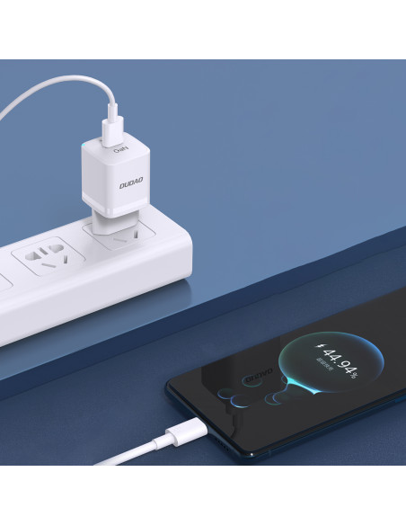 
GaN 33W PPS USB-C USB-A sieninis įkroviklis, baltas
