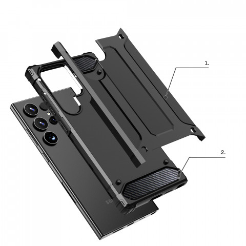 
Sustiprintas šarvuotas dėklas, skirtas „Samsung Galaxy S24 Ultra Hybrid Armor“, juodas
