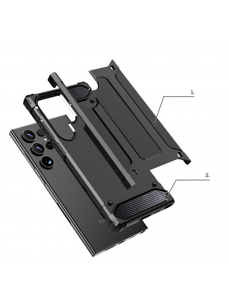 
Sustiprintas šarvuotas dėklas, skirtas „Samsung Galaxy S24 Ultra Hybrid Armor“, juodas
