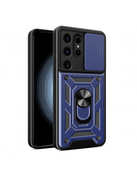 
„Samsung Galaxy S24 Ultra Hybrid Armor Camshield“ kameros apsauginis dėklas, mėlynas
