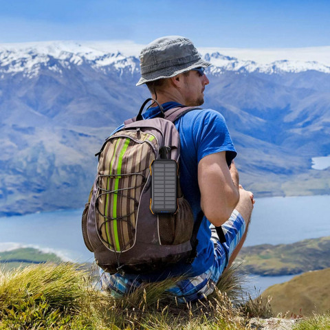 
10000mAh saulės energija varomas išorinis akumuliatorius su Qi 5W indukciniu įkrovikliu, oranžinis
