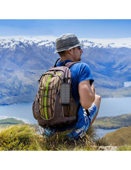 
10000mAh saulės energija varomas išorinis akumuliatorius su Qi 5W indukciniu įkrovikliu, oranžinis
