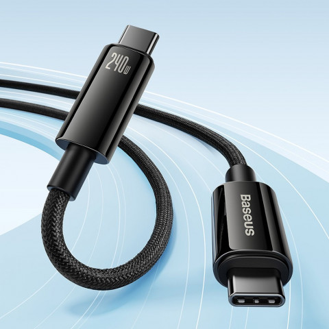 
Pintinis USB-C kabelis 480Mb/ s 240W Volframo aukso spalvos 3m juodas
