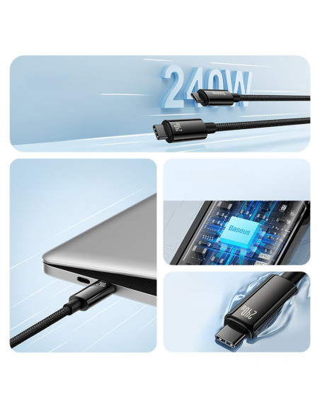 
Pintinis USB-C kabelis 480Mb/ s 240W Volframo aukso spalvos 3m juodas
