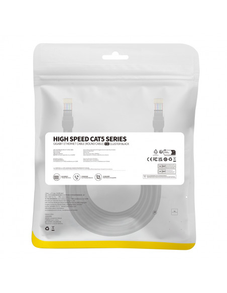 
Ethernet Cat 5 RJ-45 1000Mb/ s susuktos poros tinklo kabelis, 8 m, juodas
