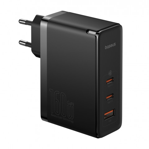 
PRO 160W GaN GaN5 sieninis įkroviklis, 2x USB-C / USB-A + USB-C laidas, juodas

