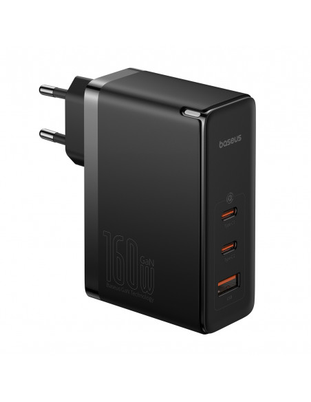 
PRO 160W GaN GaN5 sieninis įkroviklis, 2x USB-C / USB-A + USB-C laidas, juodas
