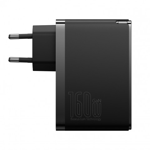 
PRO 160W GaN GaN5 sieninis įkroviklis, 2x USB-C / USB-A + USB-C laidas, juodas

