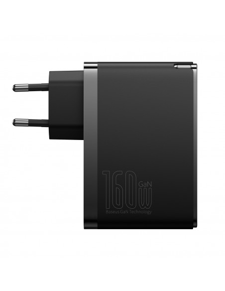 
PRO 160W GaN GaN5 sieninis įkroviklis, 2x USB-C / USB-A + USB-C laidas, juodas
