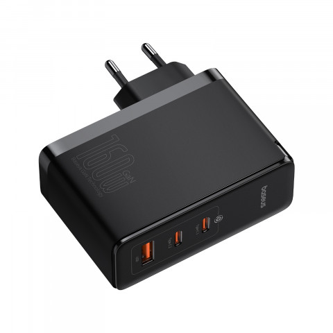 
PRO 160W GaN GaN5 sieninis įkroviklis, 2x USB-C / USB-A + USB-C laidas, juodas
