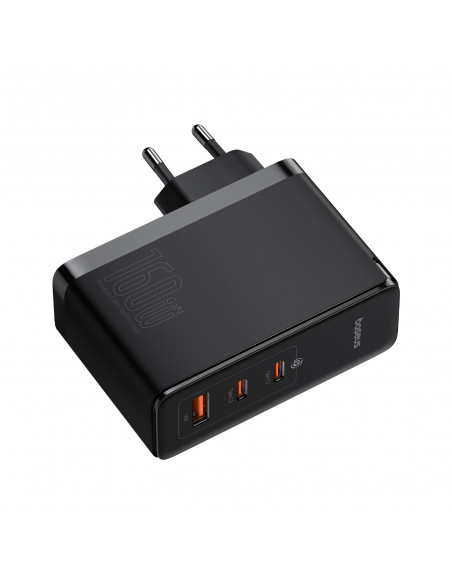 
PRO 160W GaN GaN5 sieninis įkroviklis, 2x USB-C / USB-A + USB-C laidas, juodas
