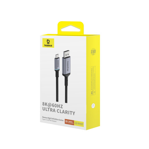 
Vienkryptis USB-C į DisplayPort 1.4 HD 8K 60Hz kabelis 1,5 m, juodas
