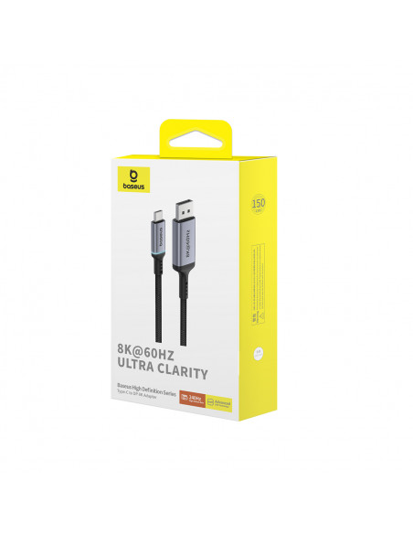 
Vienkryptis USB-C į DisplayPort 1.4 HD 8K 60Hz kabelis 1,5 m, juodas
