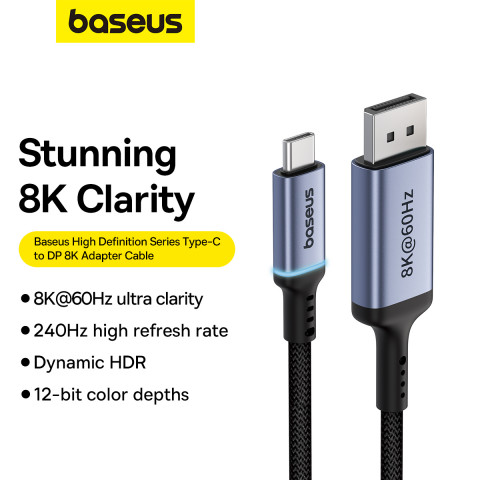 
Vienkryptis USB-C į DisplayPort 1.4 HD 8K 60Hz kabelis 1,5 m, juodas
