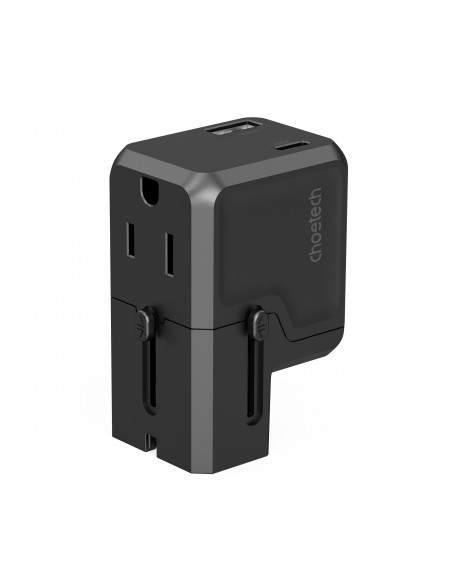 
Universalus USB-C USB-A PD 20W kelioninis įkroviklis JAV ES JK AU kištukai juodi
