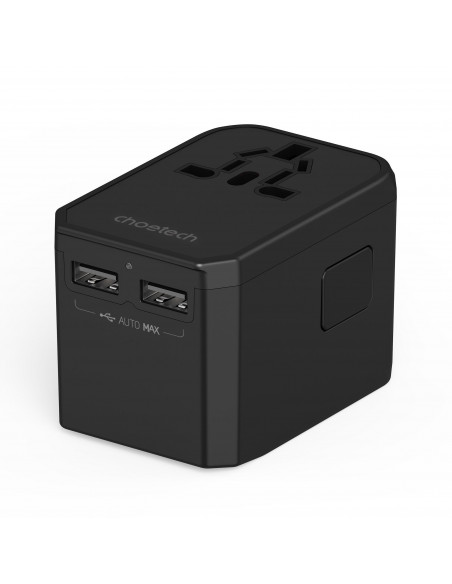 
Universalus kelioninis įkroviklis 2x USB-C 2x USB-A PD 45W JAV ES JK AU kištukai juodi
