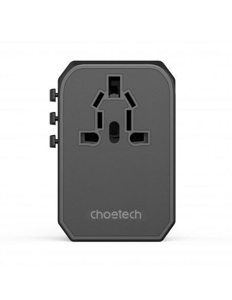 
Universalus kelioninis įkroviklis 2x USB-C 2x USB-A PD 45W JAV ES JK AU kištukai juodi
