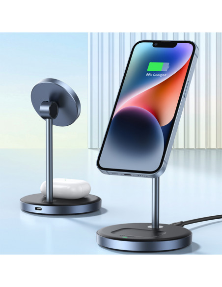 
2 viename 20 W įkrovimo stotelė ir „MagSafe Qi USB-C“ magnetinis pagrindas, juodas
