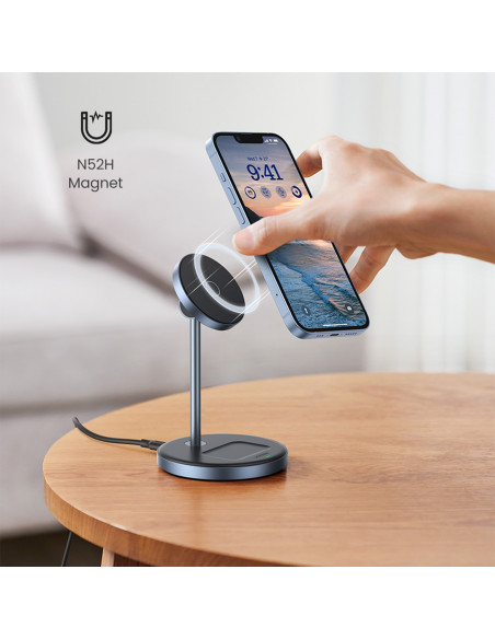 
2 viename 20 W įkrovimo stotelė ir „MagSafe Qi USB-C“ magnetinis pagrindas, juodas

