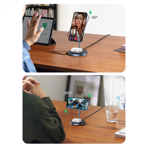 
2 viename 20 W įkrovimo stotelė ir „MagSafe Qi USB-C“ magnetinis pagrindas, juodas
