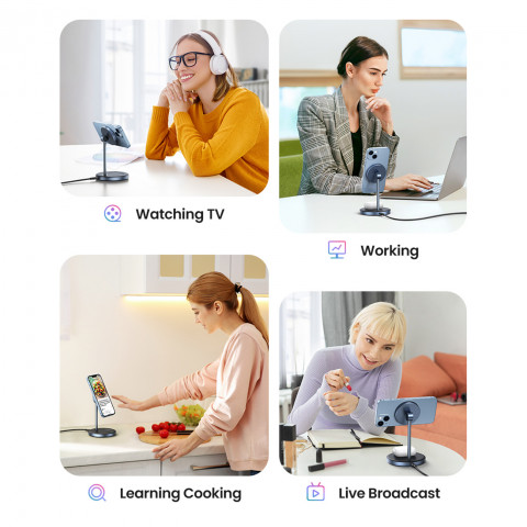 
2 viename 20 W įkrovimo stotelė ir „MagSafe Qi USB-C“ magnetinis pagrindas, juodas
