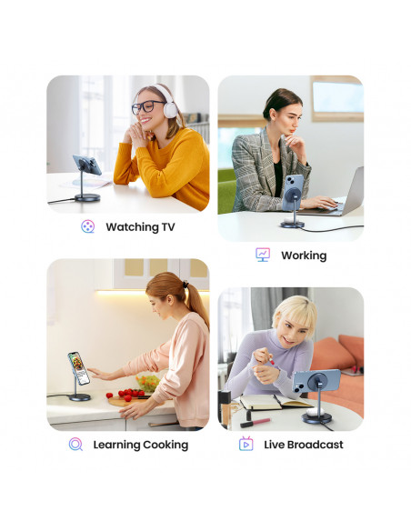 
2 viename 20 W įkrovimo stotelė ir „MagSafe Qi USB-C“ magnetinis pagrindas, juodas
