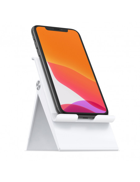
Sulankstomas telefono ir planšetinio kompiuterio stovas su reguliuojamu aukščiu, baltas
