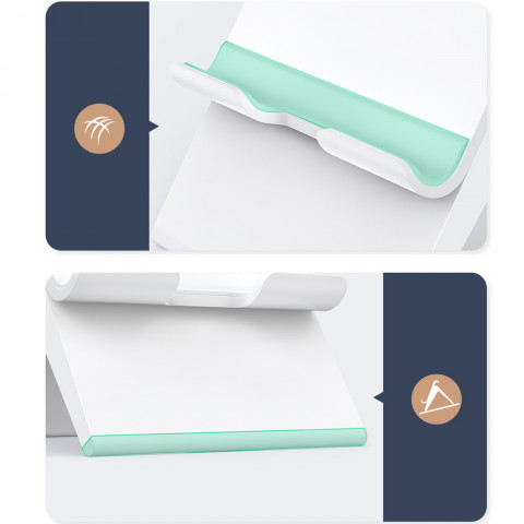 
Sulankstomas telefono ir planšetinio kompiuterio stovas su reguliuojamu aukščiu, baltas
