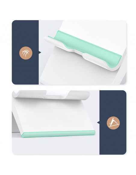 
Sulankstomas telefono ir planšetinio kompiuterio stovas su reguliuojamu aukščiu, baltas
