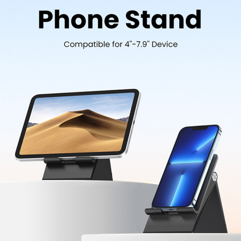 
Sulankstomas telefono ir planšetinio kompiuterio laikiklis su reguliuojamu aukščiu, juodas
