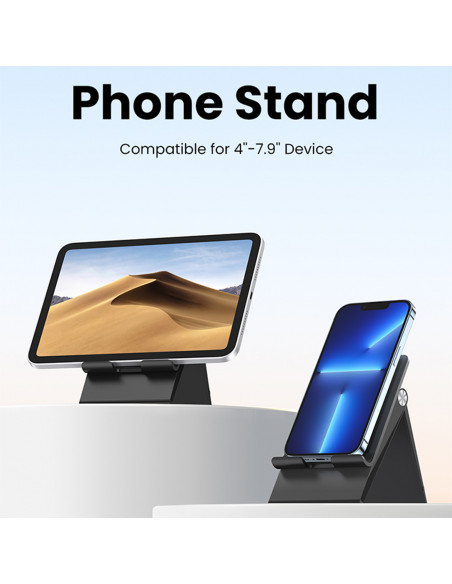 
Sulankstomas telefono ir planšetinio kompiuterio laikiklis su reguliuojamu aukščiu, juodas
